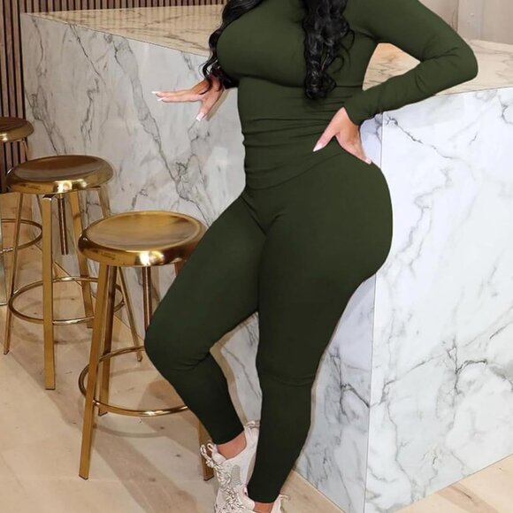 Versatile Plus Size Lounge Set - Long Sleeve Top & Slim Pants for All Occasions - Picture 2 of 4